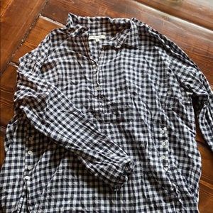 Madewell indigo plaid long sleeved popover